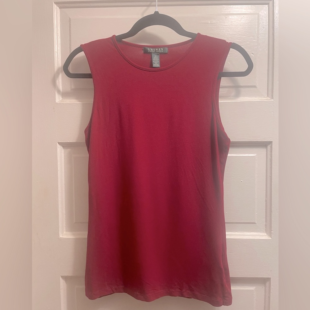 Lauren Ralph Lauren Shirt Womens M Red Pullover Stretch Blouse